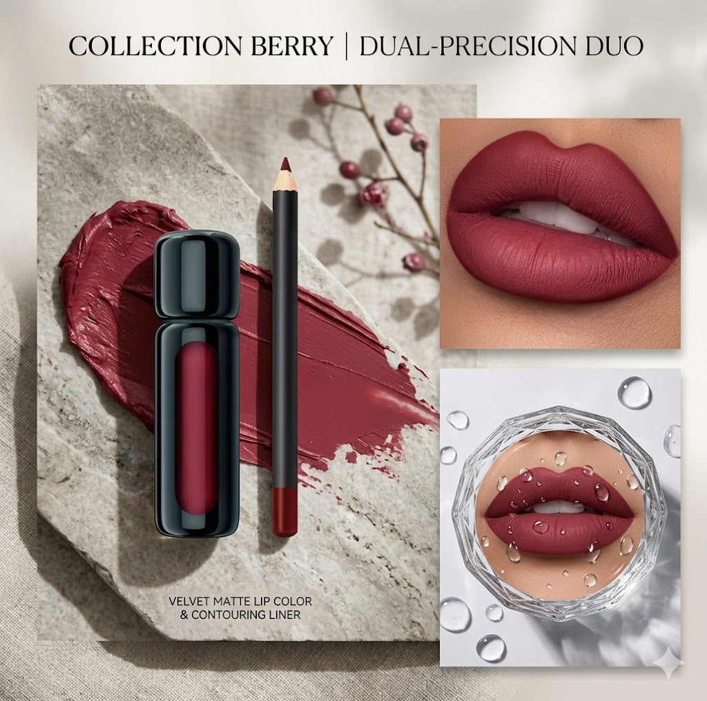 2-in-1 Matte Lip Liner & Lip Mud Set | Long-Lasting Waterproof Lipstick Pencil Combo | Women Lips Makeup Cosmetics
