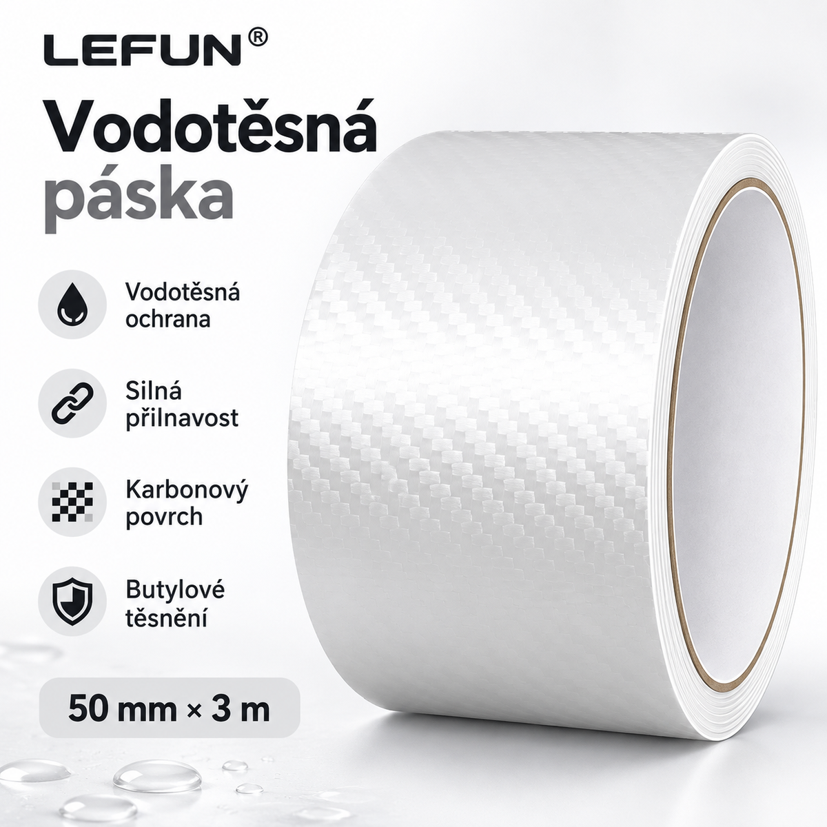 LEFUN® 💧 Extra silná vodotěsná páska🍇 – Karbonová ochranná vrstva + butylové těsnění proti zatékání a vlhkosti