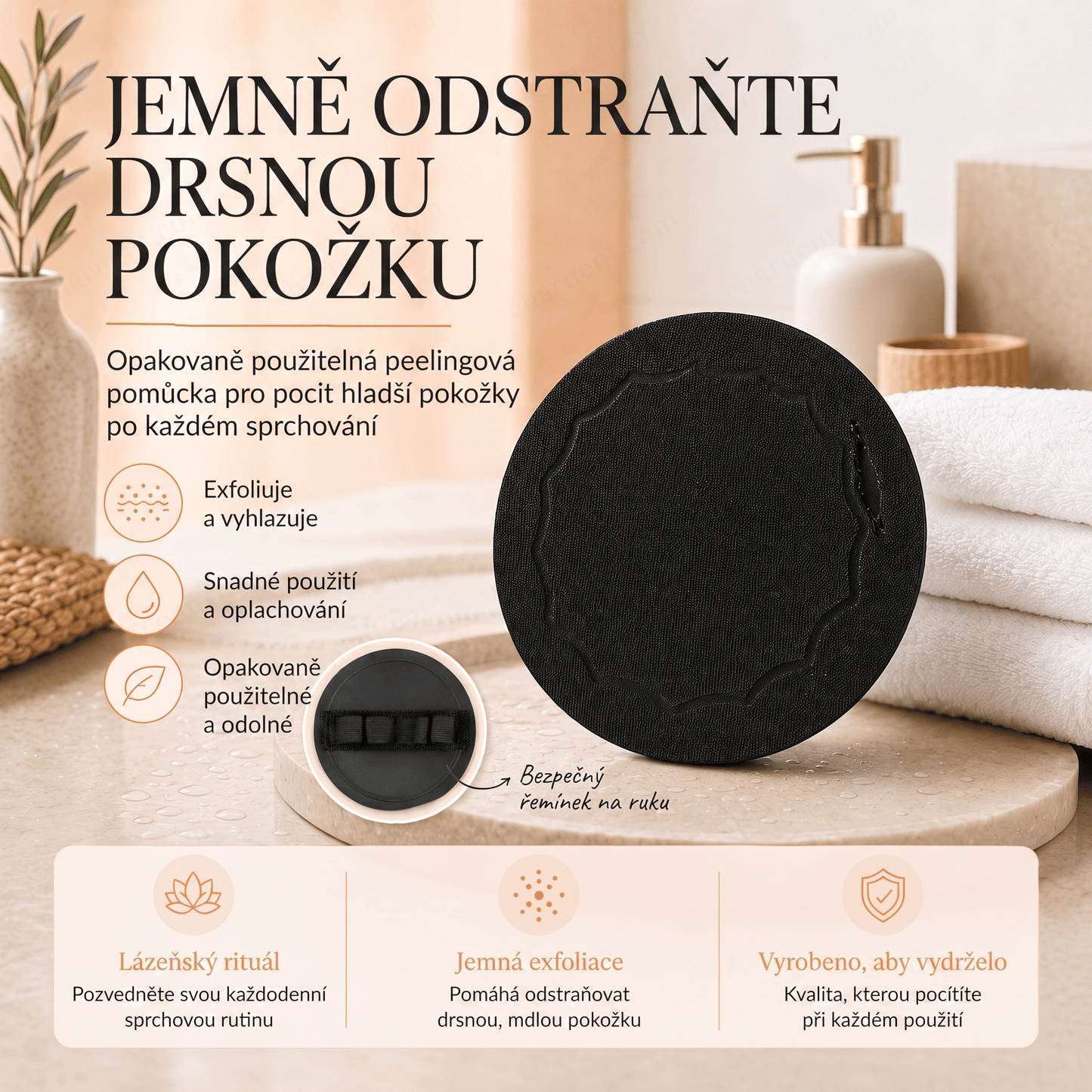 Hloubkově čisticí exfoliační tělové žínky – Jemný odstraňovač odumřelé kůže & SPA koupelnová houba💙