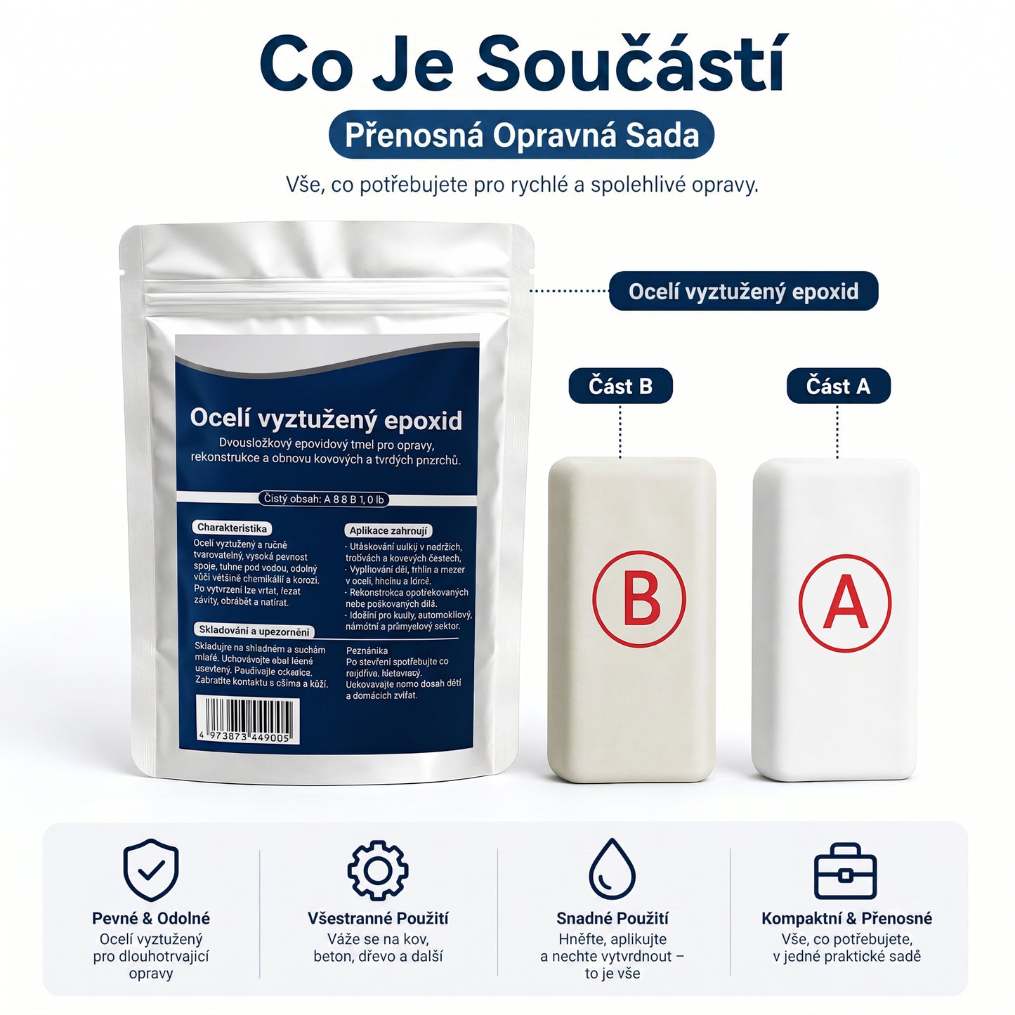 PKNEW®  Ocelí vyztužený epoxidový opravný tmel — Univerzální lepidlo na kov, dřevo a plast🪓