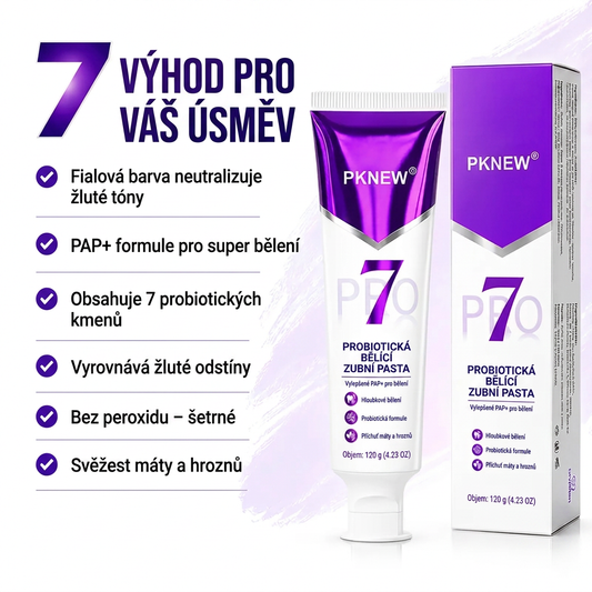 PKNEW® 7-Pro❤️Zubní pasta na bělení fialových zubů se 7 probiotiky🦷 – Pokročilé složení pro korekci fialové barvy zubů pro zářivější úsměv a každodenní péči o ústní dutinu ✨