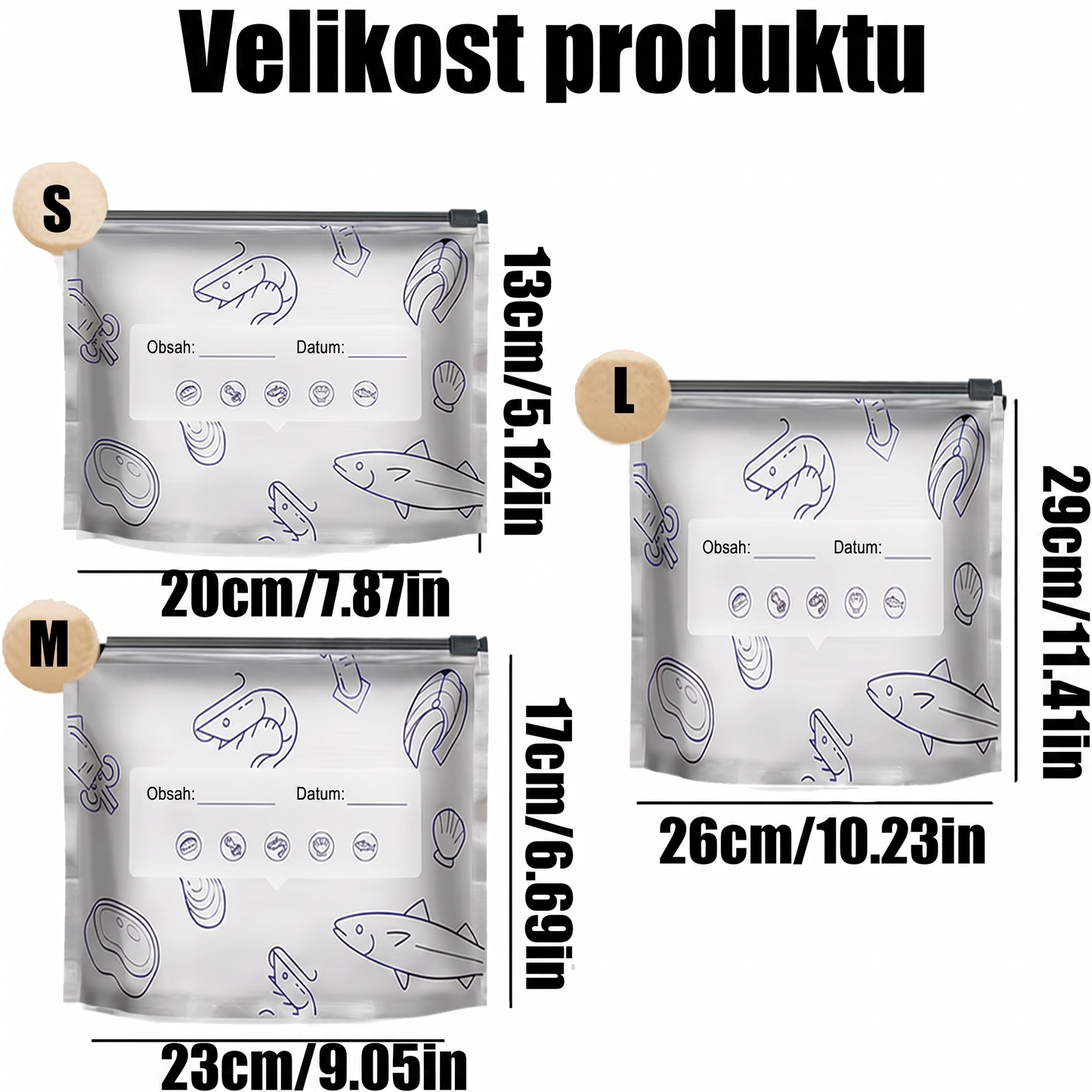 PKNEW® 🥬 Chytré omyvatelné sáčky na potraviny ve 3 velikostech 🍇– pevný zip, snadné označení a přehledné skladování v lednici, mrazáku i spíži ♻️