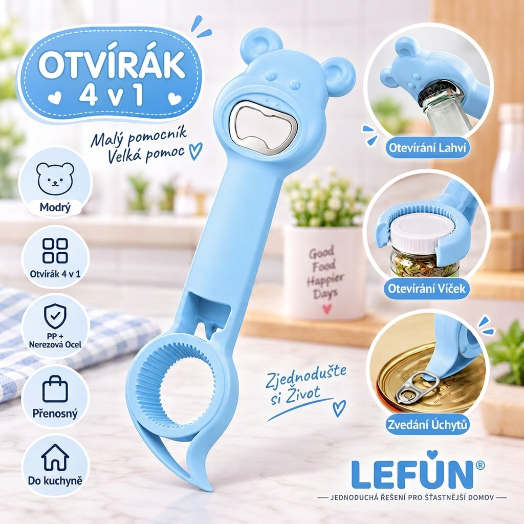 LEFUN® 🍇4v1 otvírák – Otevřete každé víčko bez zbytečné námahy