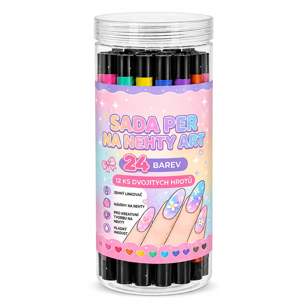 POSLEDNÍ DEN · 50% SLEVA 🌈 Sada 24 barev oboustranných per na nehty 💕