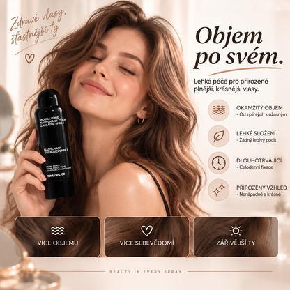 Vitalisys® 🍇Tvarovací sprej pro objem vlasů Fluffy Hair – Lehký sprej pro objem od kořínků a přirozený pohyb s broskvovou vůní 💎
