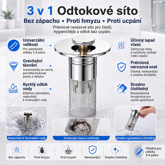 ✨ Exkluzivní nabídka – 49 % sleva pouze dnes 🍇 Chytré odtokové sítko🛁: bez zápachu, bez ucpání 💧