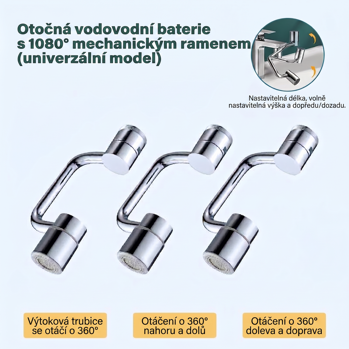 PKNEW®1080°🌟 OTOČNÝ NÁSTAVEC🍇: 3 klouby, 2 režimy proudu & instalace za 2 minuty!🛠️ Udělejte ze starého kohoutku moderní zázrak! 🌊