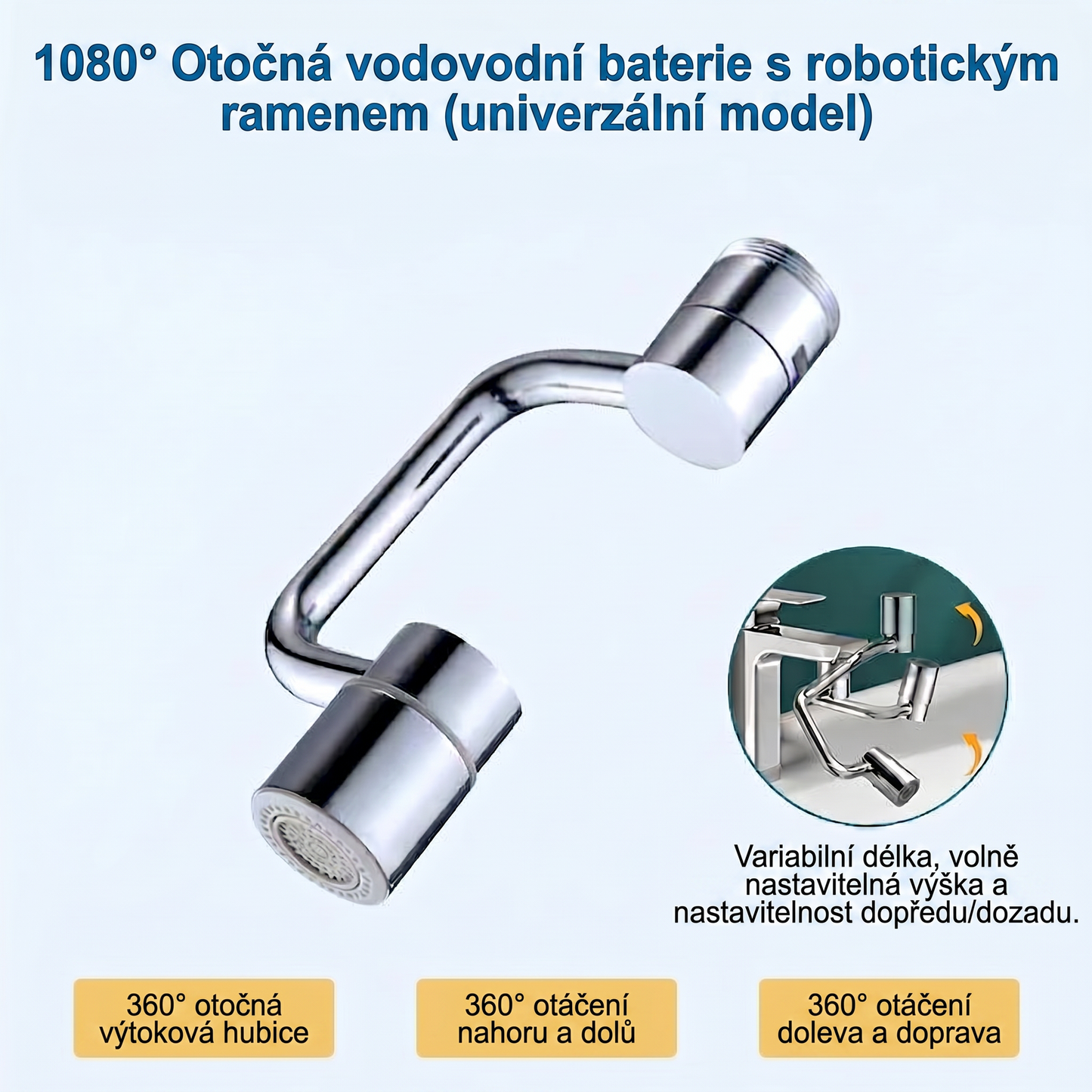 PKNEW®1080°🌟 OTOČNÝ NÁSTAVEC🍇: 3 klouby, 2 režimy proudu & instalace za 2 minuty!🛠️ Udělejte ze starého kohoutku moderní zázrak! 🌊