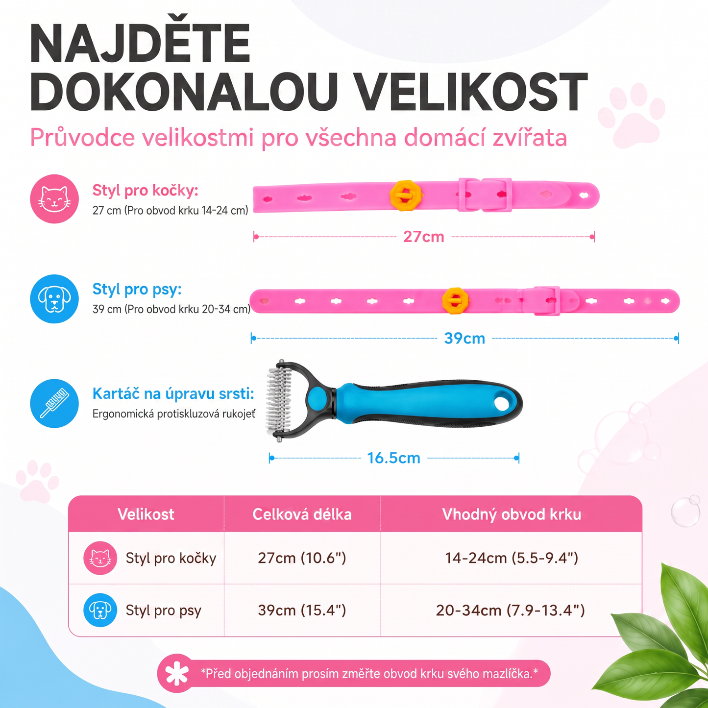 PKNEW®🐾 Kompletní péče pro vašeho mazlíčka 🍇2v1❤️ kartáč proti línání + nastavitelný obojek pro psy a kočky