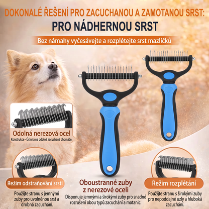 PKNEW®🐾 Kompletní péče pro vašeho mazlíčka 🍇2v1❤️ kartáč proti línání + nastavitelný obojek pro psy a kočky