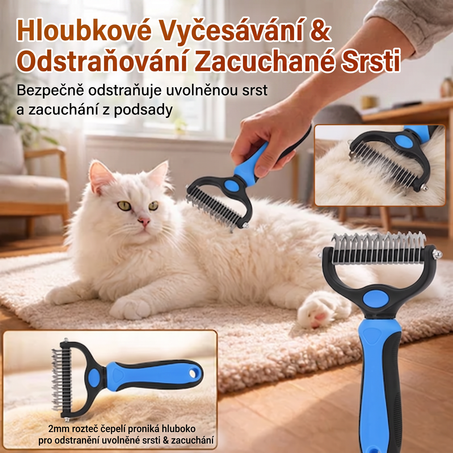 PKNEW®🐾 Kompletní péče pro vašeho mazlíčka 🍇2v1❤️ kartáč proti línání + nastavitelný obojek pro psy a kočky