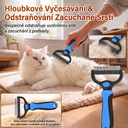 PKNEW®🐾 Kompletní péče pro vašeho mazlíčka 🍇2v1❤️ kartáč proti línání + nastavitelný obojek pro psy a kočky