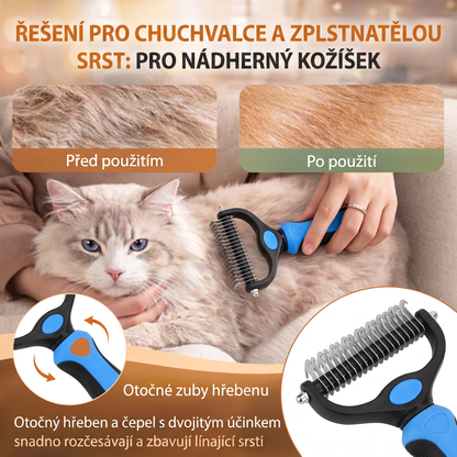 PKNEW®🐾 Kompletní péče pro vašeho mazlíčka 🍇2v1❤️ kartáč proti línání + nastavitelný obojek pro psy a kočky