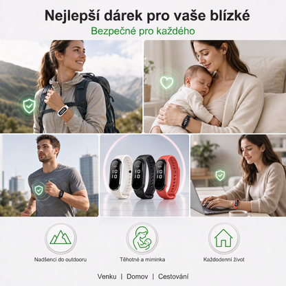 PKNEW® Chytrý ultrazvukový náramek proti komárům🍇 – 3 inteligentní režimy, digitální displej a výdrž až 7 dní na jedno nabití ⚡ Pro zahradu, cestování, kempování i pohodové letní večery 🌿