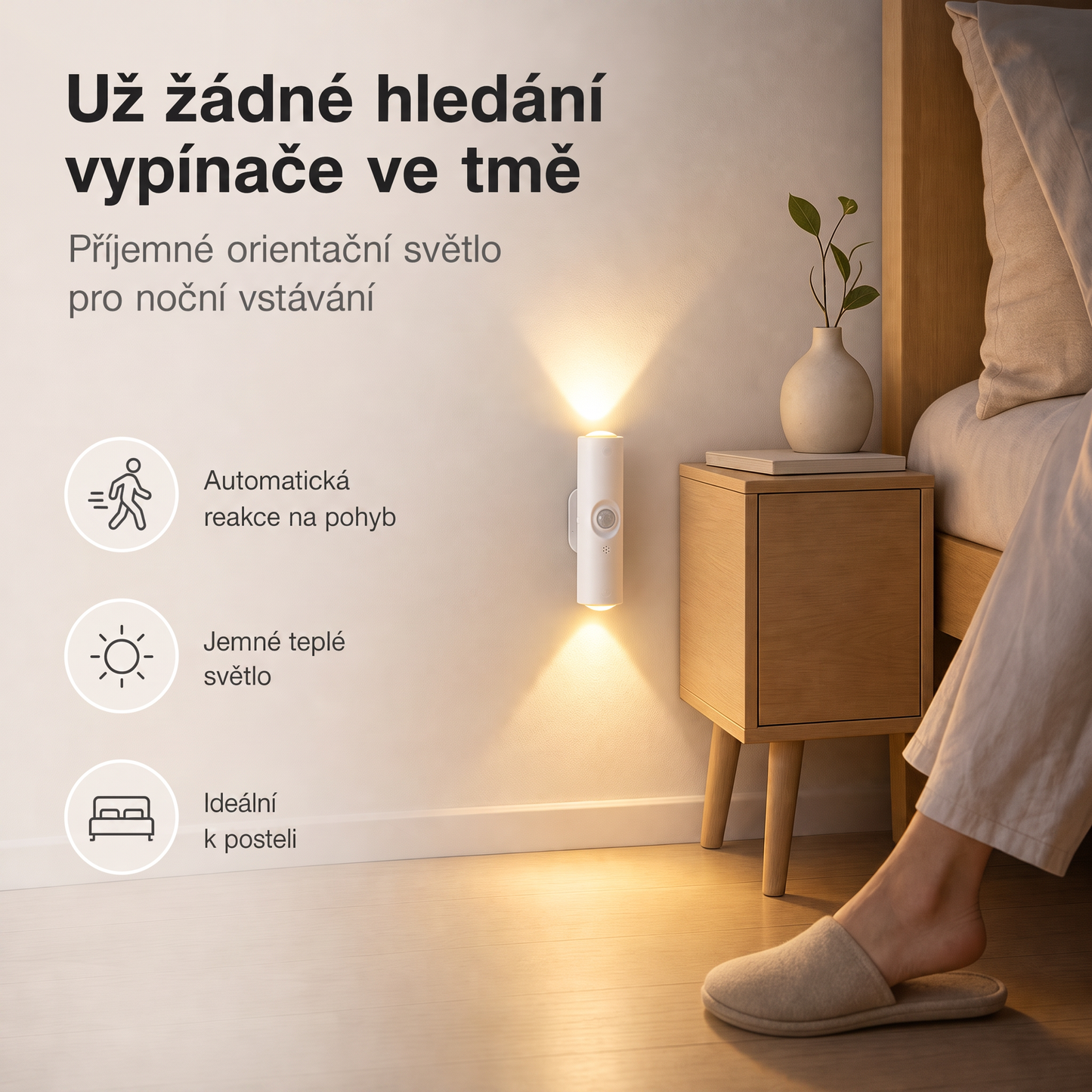 PKNEW® 🍇Chytré obousměrné RGB noční světlo se senzorem pohybu 🌈 – automatické rozsvícení, magnetická instalace bez vrtání a USB-C nabíjení pro ložnici, chodbu i schodiště ✨