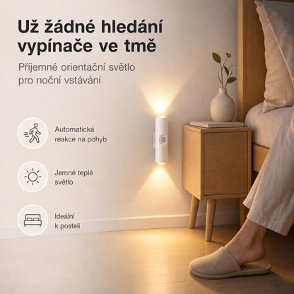 PKNEW® 🍇Chytré obousměrné RGB noční světlo se senzorem pohybu 🌈 – automatické rozsvícení, magnetická instalace bez vrtání a USB-C nabíjení pro ložnici, chodbu i schodiště ✨