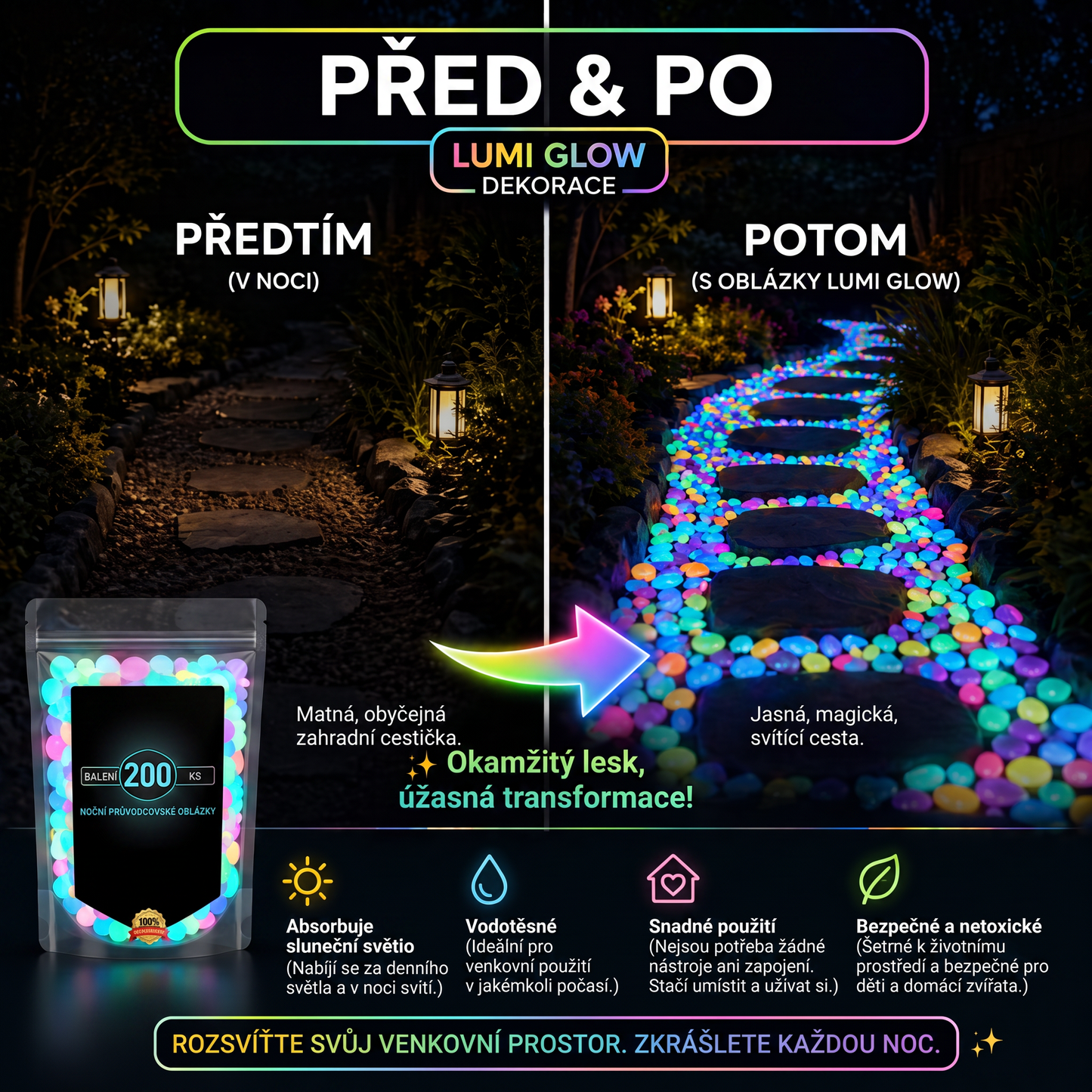 🌈Colorful Glow-in-the-Dark Garden Stones– Create a Magical Star Path
