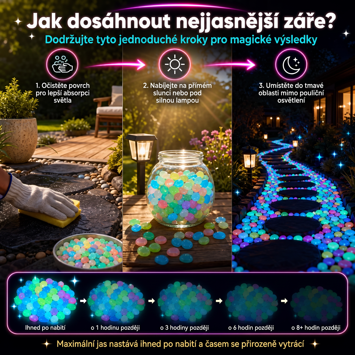 🌈Colorful Glow-in-the-Dark Garden Stones– Create a Magical Star Path