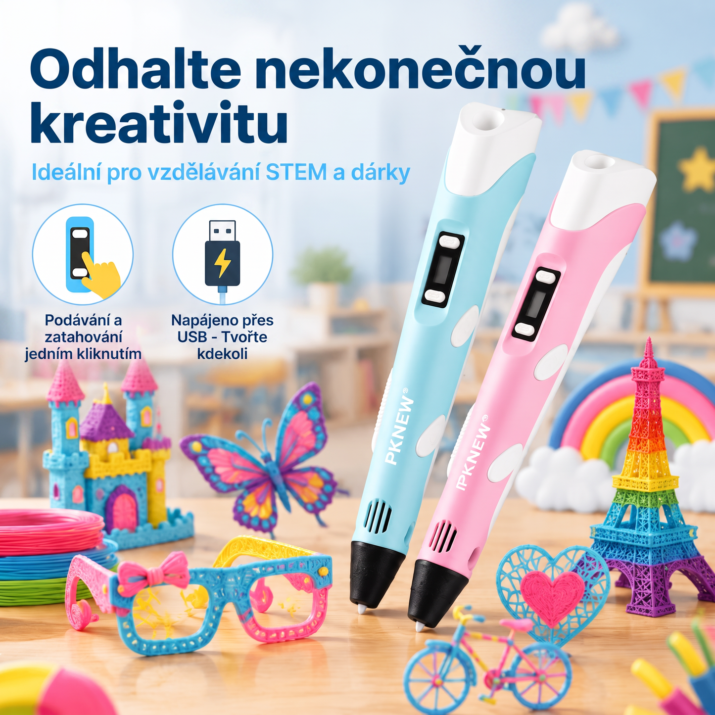 70% SLEVA DNES🎃PKNEW® 3D tiskové pero pro děti – bezpečné pro nízké teploty, netoxické a ekologické vlákno, podněcuje kreativitu
