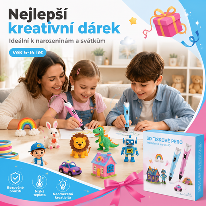 70% SLEVA DNES🎃PKNEW® 3D tiskové pero pro děti – bezpečné pro nízké teploty, netoxické a ekologické vlákno, podněcuje kreativitu