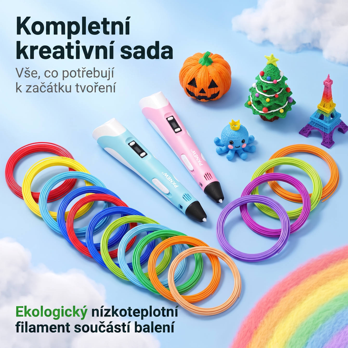70% SLEVA DNES🎃PKNEW® 3D tiskové pero pro děti – bezpečné pro nízké teploty, netoxické a ekologické vlákno, podněcuje kreativitu