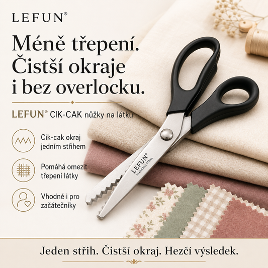 LEFUN® 🍇CIK-CAK nůžky na látku – Méně třepení, čistší okraje i bez overlocku ✂️🧵