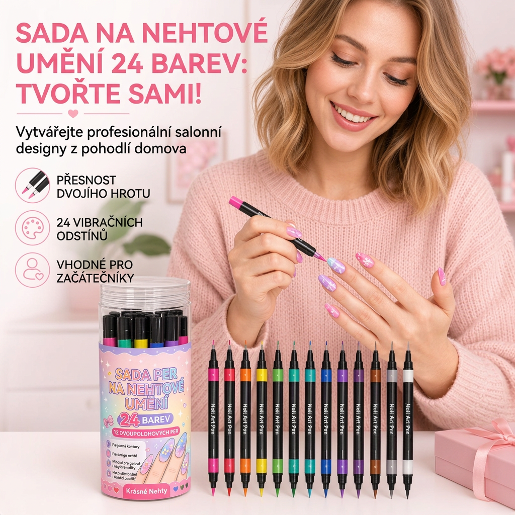 POSLEDNÍ DEN · 50% SLEVA 🌈 Sada 24 barev oboustranných per na nehty 💕