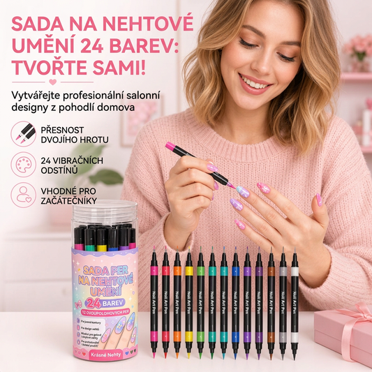 POSLEDNÍ DEN · 50% SLEVA 🌈 Sada 24 barev oboustranných per na nehty 💕