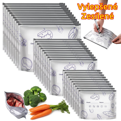 PKNEW® 🥬 Chytré omyvatelné sáčky na potraviny ve 3 velikostech 🍇– pevný zip, snadné označení a přehledné skladování v lednici, mrazáku i spíži ♻️