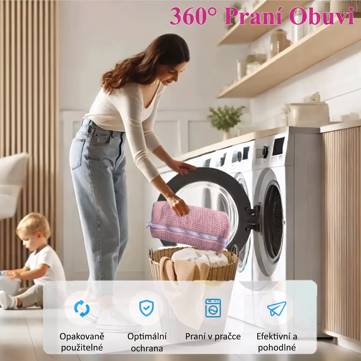 PKNEW®🍇 360° Žinylkový Prací Sáček na Boty👟 – Jemnější praní bez ručního drhnutí, se skrytým zipem pro tenisky, sportovní a dětskou obuv 💕