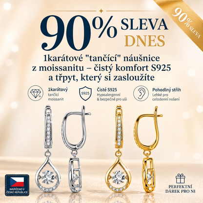 🔥🔥 DNES SLEVA 90 %💎: 1karátové „tančící“ náušnice z moissanitu – čistý komfort a třpyt stříbra S925, který si zasloužíte 💖
