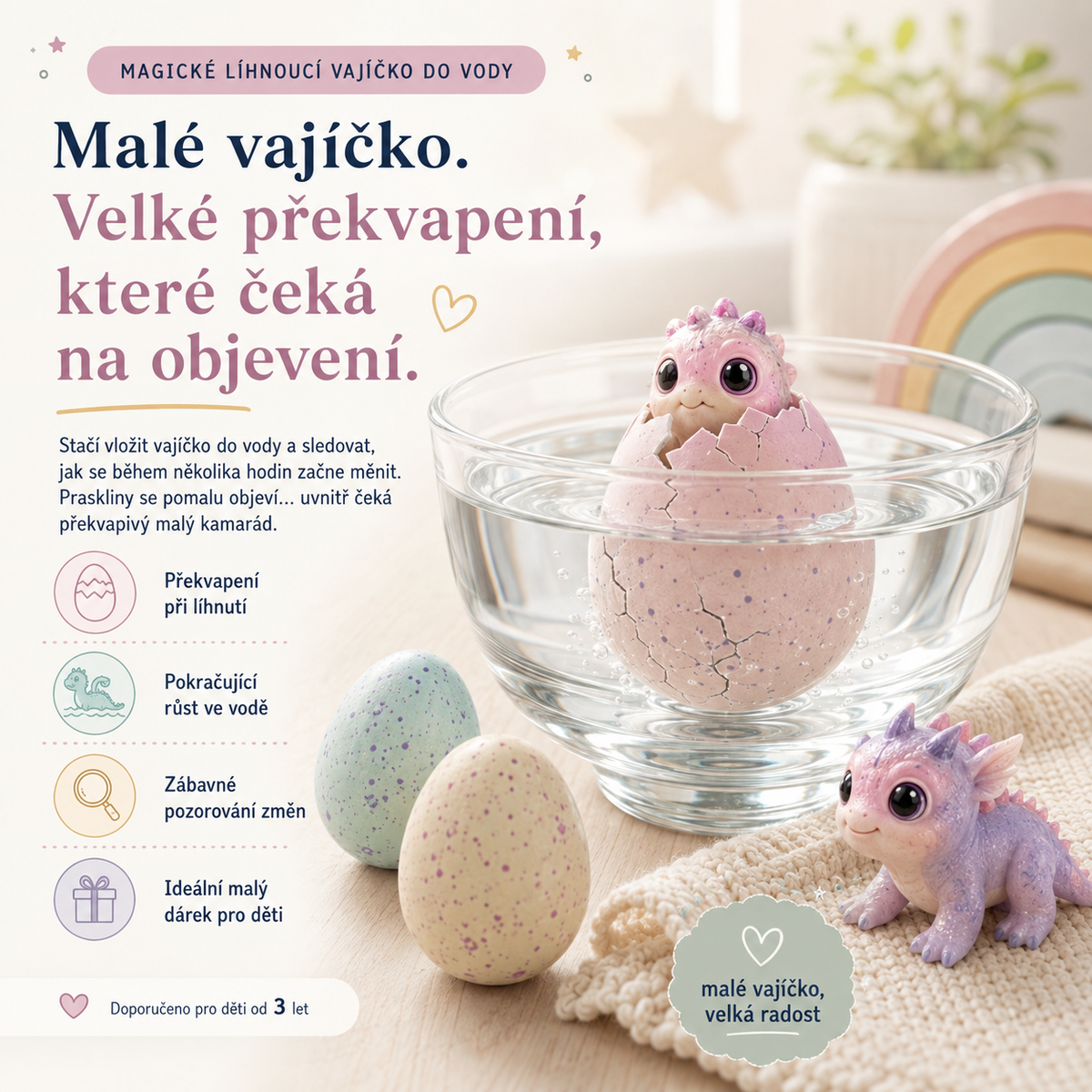 LEFUN®🍇Magické líhnoucí vajíčko do vody pro děti – překvapivý mazlíček, který se vylíhne a roste
