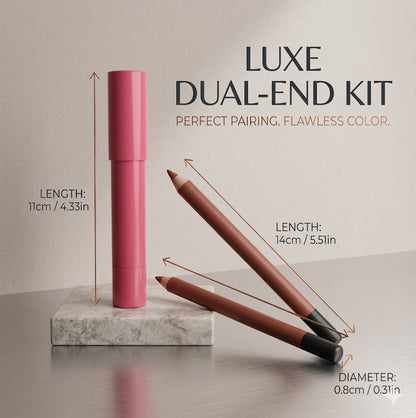 2-Pack Waterproof Matte Lip Liner Set | Smooth Creamy Pink & Brown Lip Liner Lipstick Combo