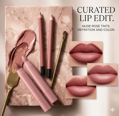 2-Pack Waterproof Matte Lip Liner Set | Smooth Creamy Pink & Brown Lip Liner Lipstick Combo