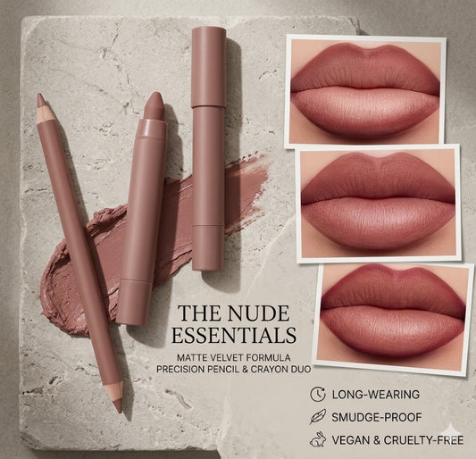 2-Pack Waterproof Matte Lip Liner Set | Smooth Creamy Pink & Brown Lip Liner Lipstick Combo