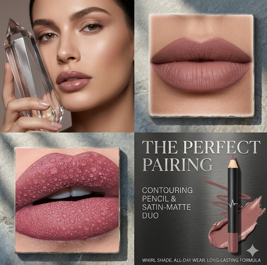 2-in-1 Matte Lip Liner & Lip Mud Set | Long-Lasting Waterproof Lipstick Pencil Combo | Women Lips Makeup Cosmetics