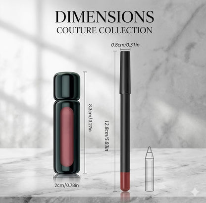2-in-1 Matte Lip Liner & Lip Mud Set | Long-Lasting Waterproof Lipstick Pencil Combo | Women Lips Makeup Cosmetics