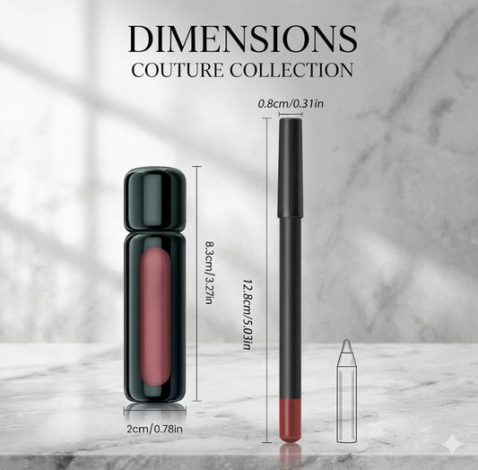 2-in-1 Matte Lip Liner & Lip Mud Set | Long-Lasting Waterproof Lipstick Pencil Combo | Women Lips Makeup Cosmetics