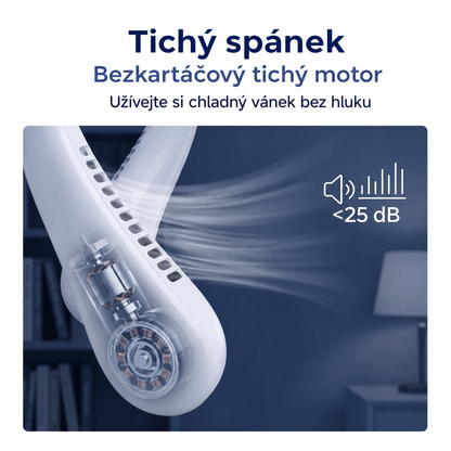 PKNEW® Přenosný větrák na krk, bezlopatkový osobní ventilátor, hands-free chlazení pro venkovní použití a do kanceláře