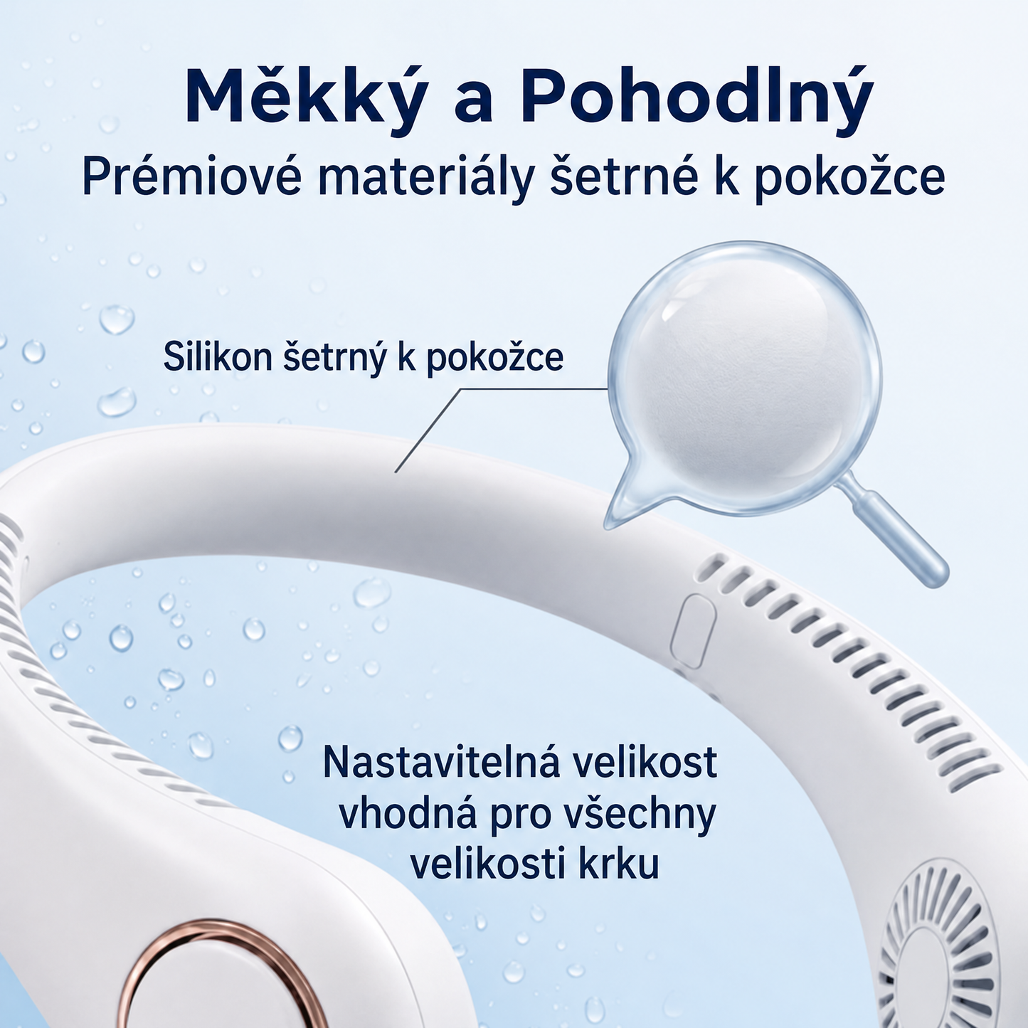 PKNEW® Přenosný větrák na krk, bezlopatkový osobní ventilátor, hands-free chlazení pro venkovní použití a do kanceláře
