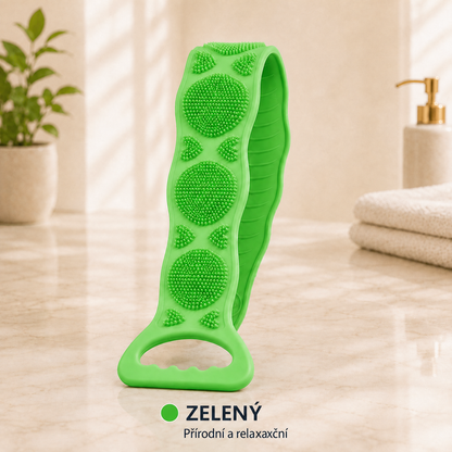 🌟Vitalisys®🍇 Dlouhá silikonová kartáčka na záda – Snadno dosáhnete na celá záda | Oboustranná exfoliační kartáčka na sprchu se dvěma rukojeťmi pro čistší a pohodlnější sprchování🚿