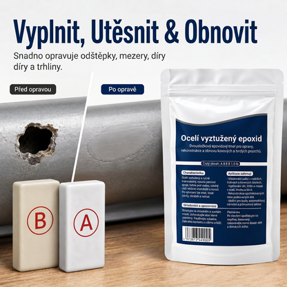 PKNEW®  Ocelí vyztužený epoxidový opravný tmel — Univerzální lepidlo na kov, dřevo a plast🪓