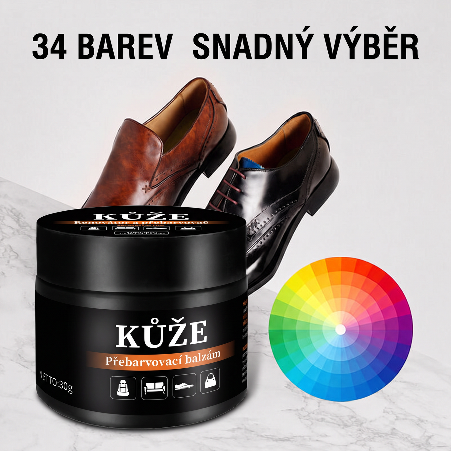 PKNEW®🎨 Intenzivní balzám na obnovu barvy kůže✨ – Oživuje vybledlý vzhled, sjednocuje barvu a pomáhá zakrýt oděrky na botách, sedačkách, kabelkách i autosedačkách 💕