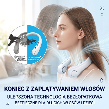 ❄️Přenosný ventilátor na krk PKNEW®🍈, bezlopatkový osobní ventilátor, hands-free chlazení pro venkovní použití i do kanceláře 💕