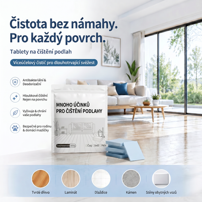 PKNEW® Čisticí tablety na podlahy – Univerzální čistič pro dřevěné, laminátové a dlaždicové povrchy i stěny obytných vozů, antibakteriální a deodorační péče👩‍❤️‍👨