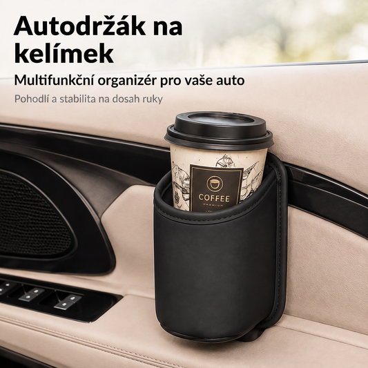 LEFUN® 🥤Pravá kůže Držák na nápoje do auta; multifunkční organizér na lahve s vodou 🔥 univerzální úložný prostor do interiéru auta