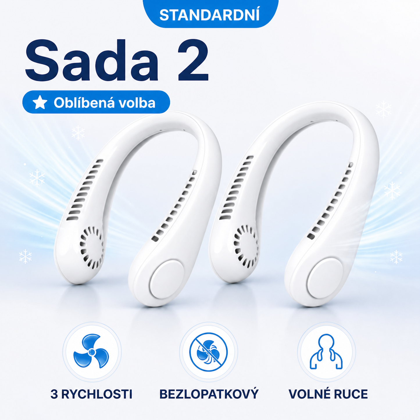 PKNEW® Přenosný větrák na krk, bezlopatkový osobní ventilátor, hands-free chlazení pro venkovní použití a do kanceláře