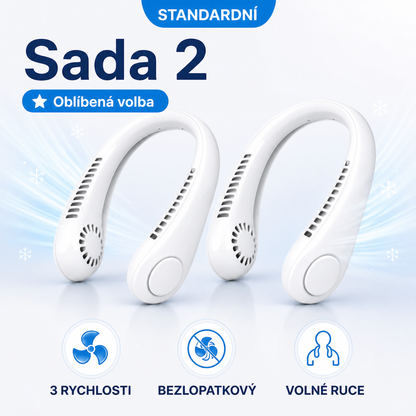 PKNEW® Přenosný větrák na krk, bezlopatkový osobní ventilátor, hands-free chlazení pro venkovní použití a do kanceláře