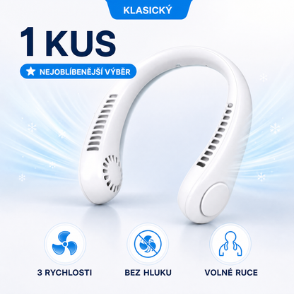 PKNEW® Přenosný větrák na krk, bezlopatkový osobní ventilátor, hands-free chlazení pro venkovní použití a do kanceláře