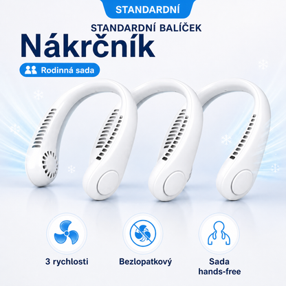 PKNEW® Přenosný větrák na krk, bezlopatkový osobní ventilátor, hands-free chlazení pro venkovní použití a do kanceláře